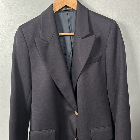 Marks & Spencer Dark Navy 100% Wool Single Breasted Blazer EUR 38 petite fit - Picture 9 of 16